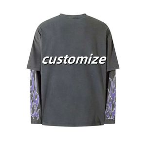 Nueva llegada de manga larga de tela transpirable Anti Shrink de alta calidad de gran tamaño personalizar diseño OEM servicio Unisex camiseta - Product Image 5