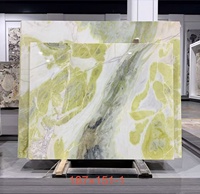 Dalle de marbre Onyx Vert Transparent Naturel Yunfu Stone Dreaming Paradise pour Mur de Fond et Plan de Travail