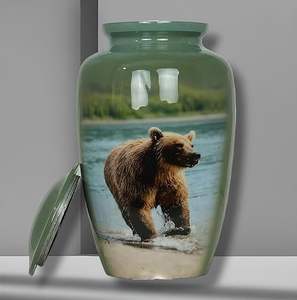 Bear in Forest Pet Antique Cremation Decorative Box Ashes Keepsake pet <b>urn</b> <b>cat</b> Burial Memorial for Human Ashes - Product Image 5