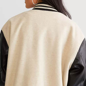 Blouson aviateur universitaire classe personnalisable pour femmes col montant conception végétale coton solide polaire tenues personnalisables utilisation en extérieur - Product Image 6