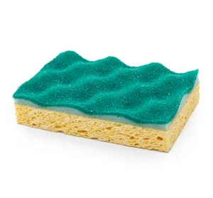 Green non-scratch abrasive scourer kitchen washing sponge multipurpose cleaning natural cellulose sponge pad