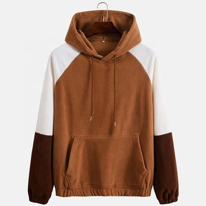 Men Color Block Hoodie Pullover Sweatshirt Brown White <b>Raglan</b> Sleeve Casual Urbanwear Fleece Hooded <b>Top</b> Custom Wholesale OEM ODM - Product Image 1