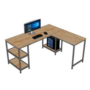 Escritorio Esquinero en Forma de L de 160x140cm, Madera de Caucho con Estructura de Hierro y Estantería Integrada, Requiere Ensamblaje - CD68026 - Product Image 2