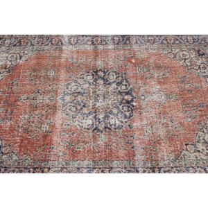 3.9x5.8 ft Accent Turkish Vintage Eco Friendly <b>Red</b> Patchwork <b>Wool</b> Rug with Latex Backing - Product Image 4