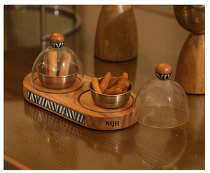 Ensemble de 3 pots de rangement carrés en acrylique Ramadan 2026 avec couvercles en bois et incrustations de nacre, faits à la main, hermétiques pour aliments secs - Product Image 4