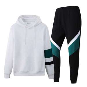 Survêtements d'hiver décontractés pour hommes personnalisables en gros - Respirant 100% polyester Taille élastique Design deux pièces Couleur unie - Product Image 2