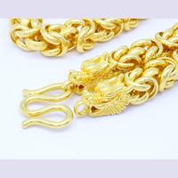 Chaîne en or de Dubaï plaqué or 24 carats de haute qualité, design mode, motif dragon, 8,0 mm, 23 pouces, pour homme, idéale pour les fêtes et comme cadeau de mariage