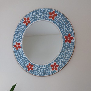 Mother of Pearl <b>Mosaic</b> Inlay <b>Mirror</b> Handmade Eco-Friendly Round Wall Decor Modern Industrial Design Available All Sizes Styles - Product Image 2