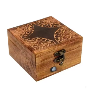 Boîte à bijoux en bois de manguier naturel de haute qualité Organisateur fait main durable pour boîte de rangement par artisanat en croissant - Product Image 1