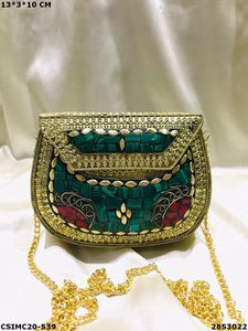 Sac de soirée en mosaïque métallique fait à la main pour dames pochette élégante - Product Image 3
