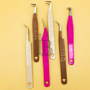 Meilleures ventes : Pinces à cils pour extensions de cils en vison, en acier inoxydable, droites et courbées, motif cœur, pour extensions de faux cils - Product Image 3