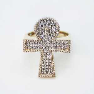 5.00Ct ICE OUT VVS Moissanite แหวนหมั้นเพชรฮิปฮอป925เม็ดกลมสีเหลืองทอง - Product Image 5