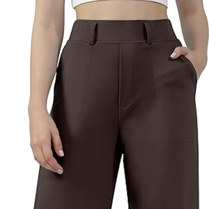 Pantalones de Trabajo de Pierna Ancha para Mujer, Pantalones de Vestir Casuales de Negocios con Bolsillos, Nueva Llegada, Venta al por Mayor Directa de Fábrica - Product Image 1
