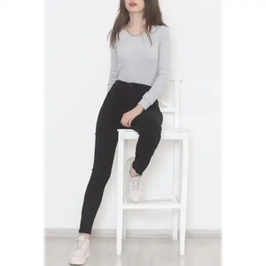 Pantalons en jean pour femmes de haute qualité, écologiques, coupe skinny, denim délavé avec paillettes bleues, service personnalisé OEM, peau de mouton - Product Image 6