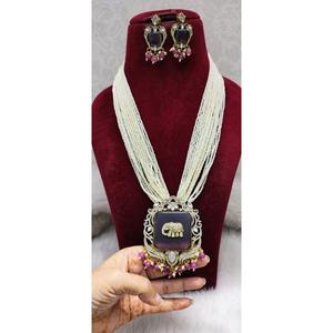 Trending Indian Bridal Wedding Party Wear Collar Conjunto largo Monalisha Stone Trending Mehndi Polish para aniversario Uso diario - Product Image 5