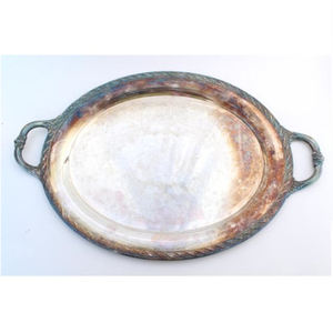 Modern Silver Metal Serving <b>Tray</b> Perfect for Elegant Table Settings and Serving Snacks or <b>Drinks</b> - Product Image 2