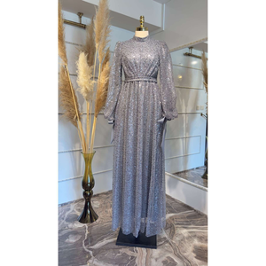 Abito da sera con paillettes a maniche a palloncino Merve