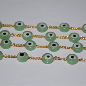 Magnifique chaîne de chapelet en perles d'œil de péridot vert de 4 mm, plaquée or, faite à la main, pour la fabrication de bijoux - Product Image 3