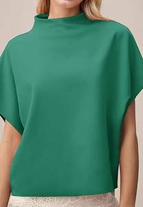 Transpirable de gran tamaño de Color verde elegante cuello simulado camiseta logotipo personalizado Camiseta cuello grueso cuello simulado camiseta de peso pesado - Product Image 3