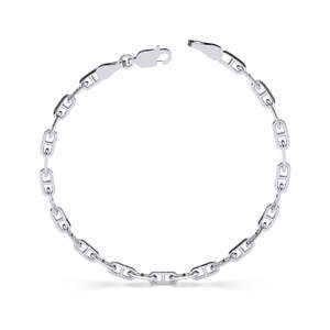 NOVAMART Fine <b>Silver</b> Soren Men's 8-Inch <b>Bracelet</b> with Rhodium Plated White Rose 14K/18K Gold Featuring Religious <b>Charm</b> and Pearl - Product Image 1