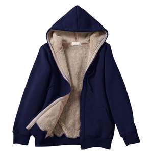 Hiver Femmes Hoodies Coton Coréen Zipper Cardigan Épaissi Hiver Chaud Loose Fashion Hooded Outwear Jackets Solid Sweatshirt - Product Image 3