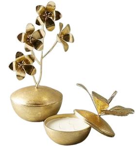 Vela de aluminio en forma de fruta para el hogar, bote de Metal con tapa y mango de flores, de oro antiguo, de alta calidad, nuevos diseños - Product Image 1