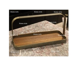 Bandeja de Madera para Servir Alimentos de Último Diseño con Asas de Aluminio, Bandeja Ovalada de la Mejor Calidad para Servir Chocolates - Product Image 2