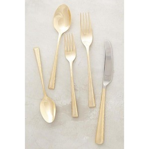 Service de couverts en acier inoxydable poli doré avec motif elsimple et de haute qualité pour les repas haut de gamme - Product Image 3