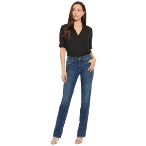 Jeans droits taille haute pour femmes, Slim, extensible, pantalons pour femmes, vente en gros, ODM, nouvelle mode, 2023 - Product Image 1