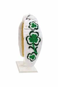 Bandeau de luxe fait main avec perles, thème Saint-Patrick, trèfle, arc-en-ciel et motifs porte-bonheur - Product Image 3