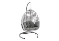 Fauteuil suspendu œuf moderne Kugu pour extérieur et intérieur, en bois et macramé, avec support métallique, pour hôtel, jardin et patio, pour adultes
