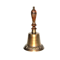 Cloche à main en laiton plaqué or au design antique, poignée antique, thème nautique, technique de moulage, gravure unilatérale imprimée pour