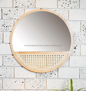 Miroir en rotin de style bohème nordique 2022/grand miroir rond en macramé fait à la main - Product Image 1