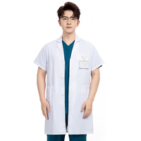 Blouse de médecin unisexe avec logo personnalisé, respirante et confortable, uniforme blanc, blouses de laboratoire longues en coton et polyester