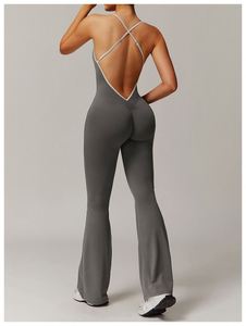 Gym Workout Romper Quick Dry One Piece Yoga Flared Leggings <b>Women's</b> <b>Jumpsuits</b> Onesie Workout Stretchy <b>Jumpsuit</b> - Product Image 5