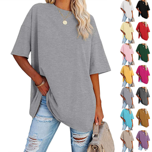 เสื้อยืดคอกลมทรงโอเวอร์ไซส์สำหรับผู้หญิงผ้าระบายอากาศได้ดีพิมพ์ลายได้ตามต้องการ - Product Image 1