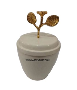 Bol à nourriture en métal vintage classique de designer avec bouton de couleur or poudré blanc, jetable pour la vente de fête, provenant de fournitures indiennes - Product Image 1