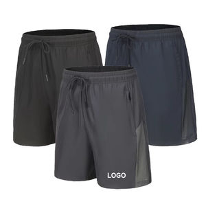 Service OEM 03 Pcs Short solide pour hommes avec poches zippées Short actif à taille élastique et cordon de serrage pour l'été - Product Image 1