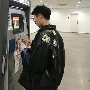 Nuevo estilo de invierno estilo Hong Kong para hombre de cuero genuino chaqueta de motociclista de ajuste holgado de lona impermeable transpirable - Product Image 5