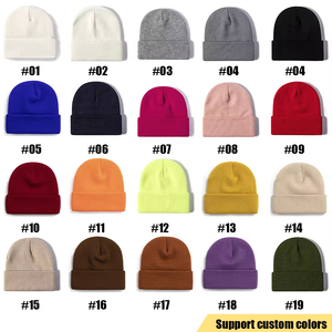Custom Logo Beanie Hat Solid Colors Winter Short Knit Cuff <b>Swag</b> Warm Cotton Knitted Beanies Plain Dyed Print - Product Image 6