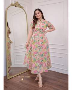 Mode indienne vêtements décontractés lancement nouveau concepteur coton numérique imprimé fleuri haut ivoire multicolore avec boutons et col col - Product Image 4