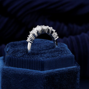 Emerald <b>Cubic</b> <b>Zirconia</b> Eternity Band Lab Created Side Stone Round CZ Band 925 Silver Emerald Round Stackable Band - Product Image 3