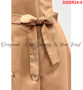 Vestido Midi de algodón sin mangas con forma básica que trae detalles de botón de ligereza resaltar El diseño del lazo atado a través de la cintura - Product Image 3