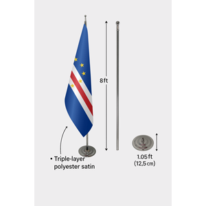 Cape Verde Islands Official Indoor Car <b>Flag</b> 3x5ft Pennant with Digital Printing Nylon and Polyester Material on Aluminum <b>Pole</b> - Product Image 6