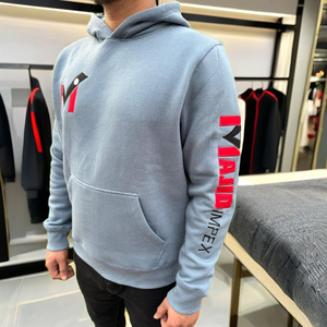 เสื้อสเวตเตอร์มีฮู้ดผ้าฟลีซถักลายมีน้ำหนักมากใส่โลโก้2024ได้ตามต้องการสำหรับผู้ชายและผู้หญิง - Product Image 1