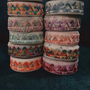 Intricate <b>Embroidered</b> Thread Work Lace Luxury <b>Tulle</b> With Elegant Design for Craft and Accessory Trimming embroidery lace net - Product Image 1