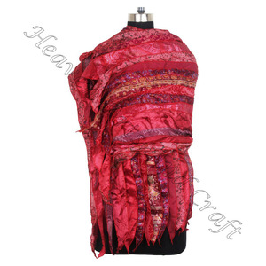 Recycled Silk Sari 15 Strips Designer Handmade Scarves Stole <b>Shawls</b> SC531 Fine Silk Wholesale Recycled Vintage Sari Female Scarf - Product Image 3