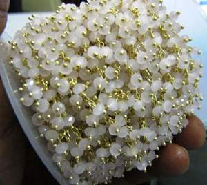 Cadena colgante de cuarzo rosa Rondelle, cadena de racimo con cuentas facetadas, cadena de cuentas de cuarzo hidráulico de 3mm de tamaño - Product Image 2