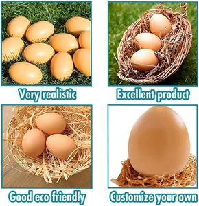 4 Œufs en bois pour poules | Œufs artificiels pour poules pondeuses en poulailler et à la ferme - Product Image 2