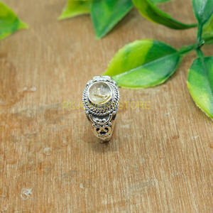 Bague en quartz rutile doré, bague en argent sterling 925, design artisanal, bagues de fiançailles et de mariage pour femmes, cadeau de Noël et d'anniversaire - Product Image 3